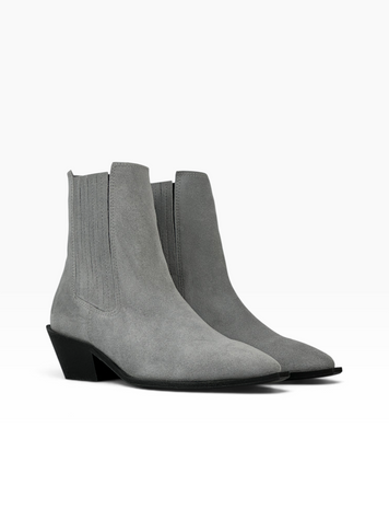 Gray Cowboy boots in natural split suede