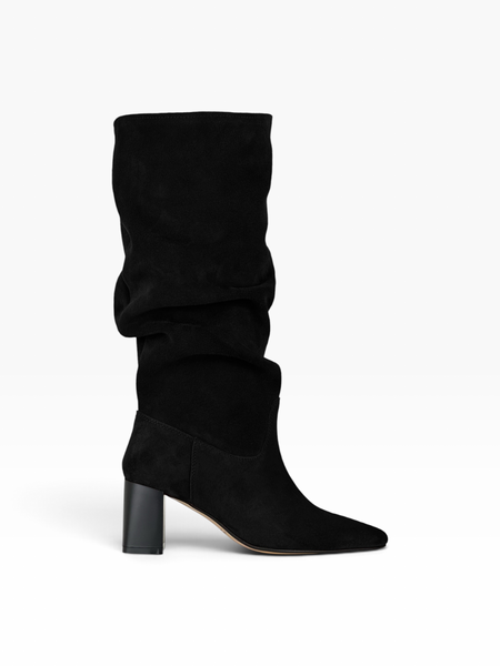 Black Boots in natural split suede for fall