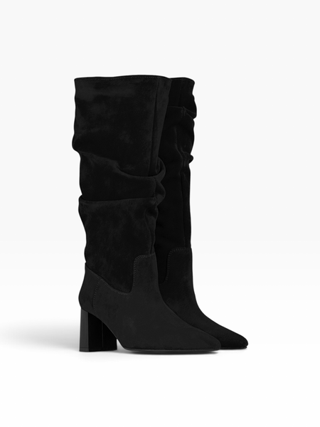 Black Boots in natural split suede for fall