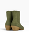 Green Cowboy boots in natural split suede