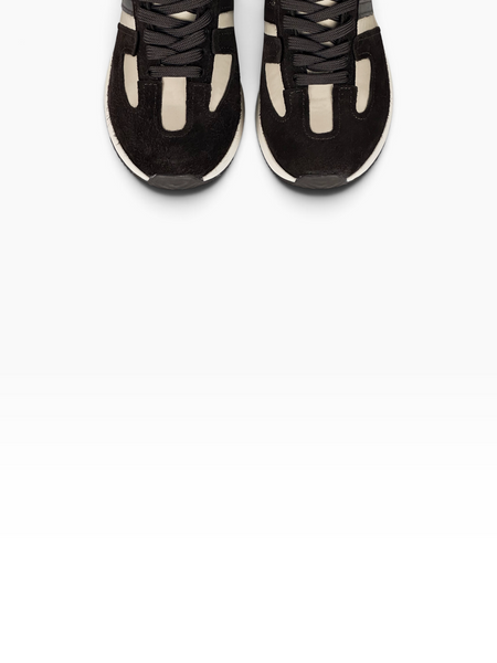 Brown-beige Sneakers in natural split suede and nylon fabric