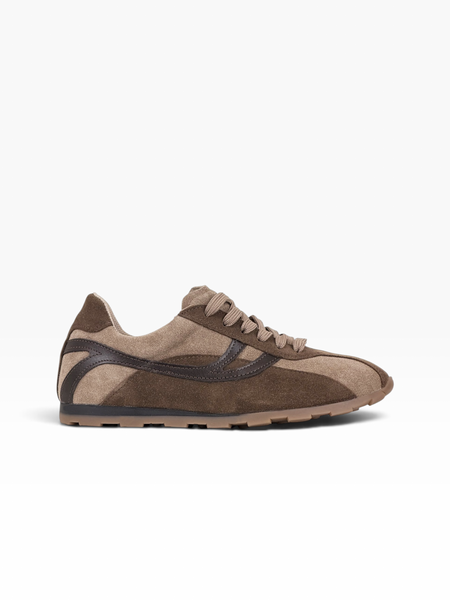 Brown-walnut Sneakers in natural split suede
