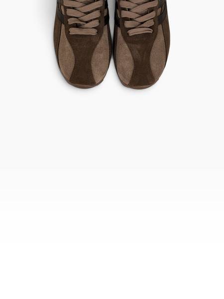 Brown-walnut Sneakers in natural split suede