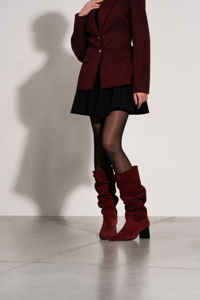 Burgundy Boots in natural split suede for fall