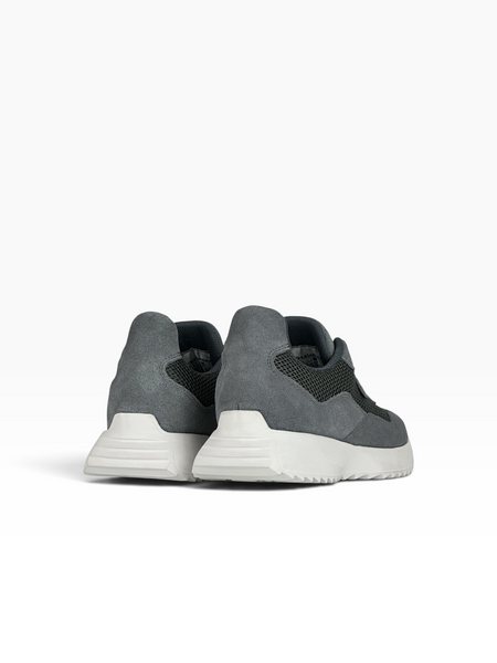 Dark gray Sneakers in natural split suede and nylon mesh