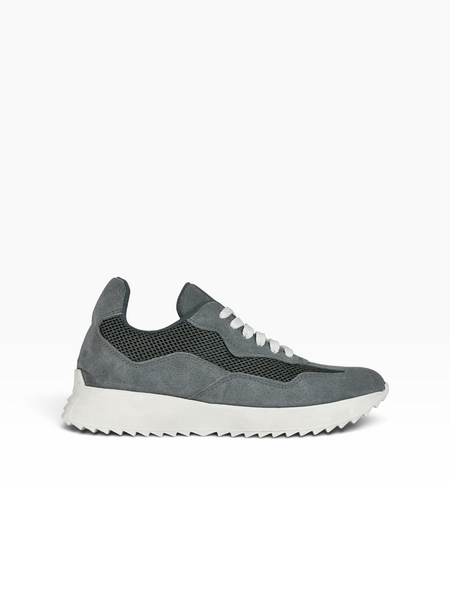 Dark gray Sneakers in natural split suede and nylon mesh