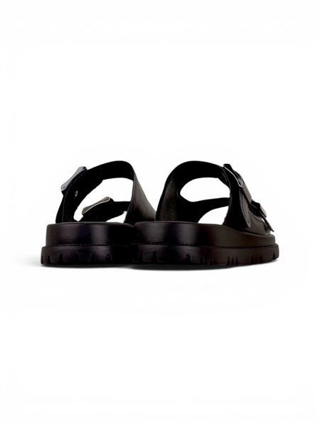 Black Slides in genuine leather