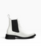 White Chelsea boots in genuine leather for fall with black elastic gussets