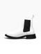 White Chelsea boots in genuine leather for fall with black elastic gussets