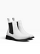 White Chelsea boots in genuine leather for fall with black elastic gussets