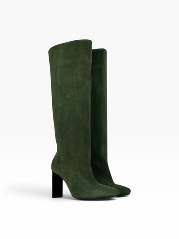 Green Boots in natural split suede for fall