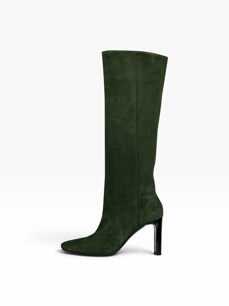 Green Boots in natural split suede for fall