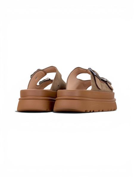 Walnut Slides in natural split suede