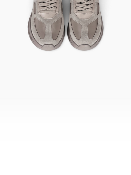 Beige Sneakers in natural split suede and nylon fabric