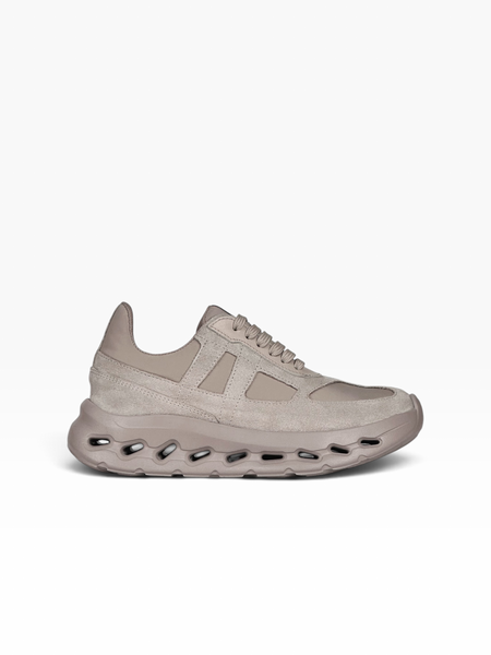 Beige Sneakers in natural split suede and nylon fabric