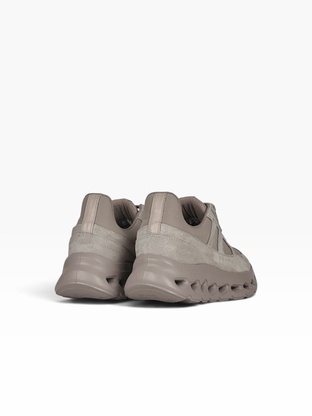 Beige Sneakers in natural split suede and nylon fabric