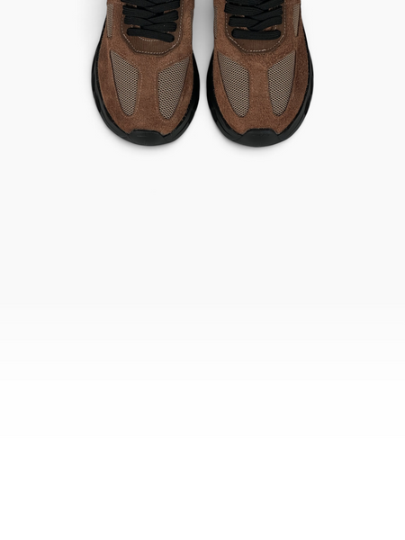Rust Sneakers in natural split suede and nylon mesh