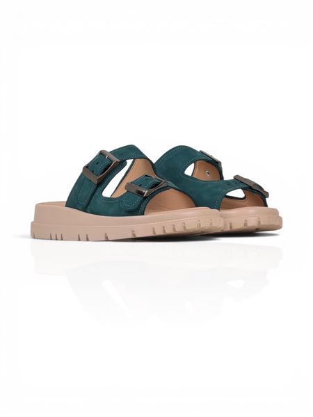 Green Slides in natural nubuck