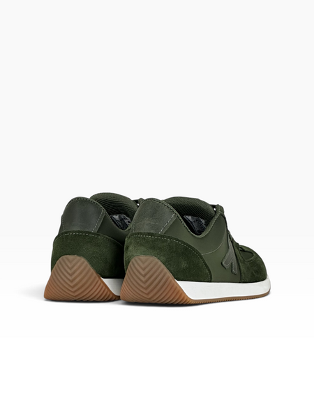 Green Sneakers in natural split suede and nylon fabric