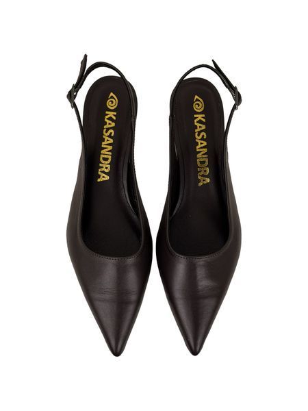 Brown Slingbacks in genuine leather