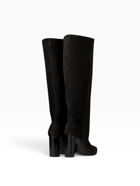 Black Boots in natural split suede for fall