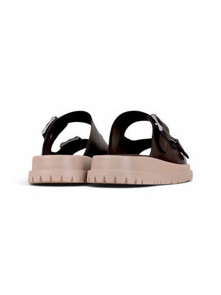 Brown Slides in genuine leather