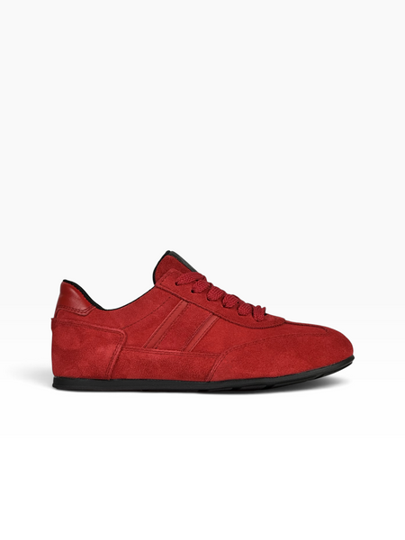 Red Sneakers in natural split suede