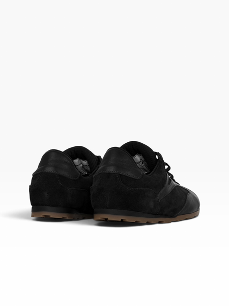 Black Sneakers in natural split suede and leather