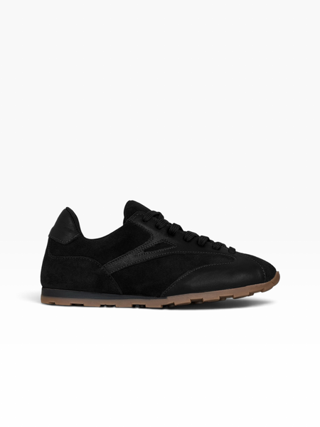 Black Sneakers in natural split suede and leather