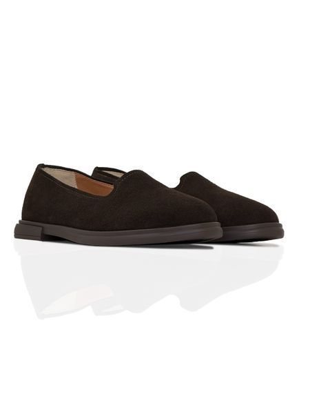 Brown Ballet flats in natural split suede