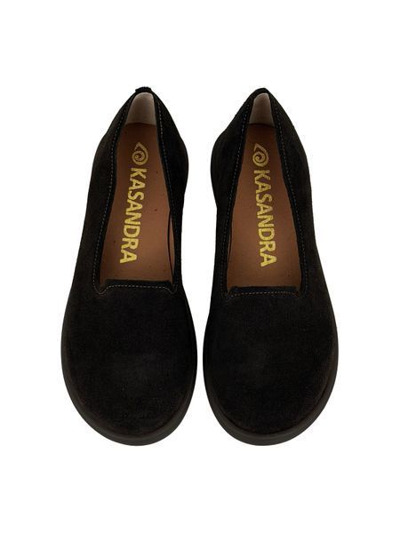 Brown Ballet flats in natural split suede