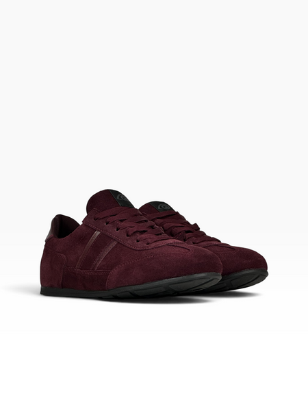 Burgundy Sneakers in natural split suede