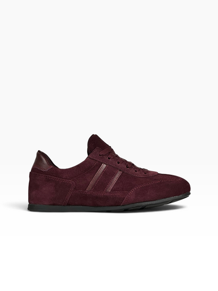 Burgundy Sneakers in natural split suede