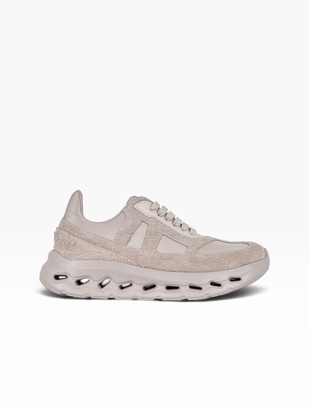 Beige Sneakers in shaggy split suede and nylon fabric