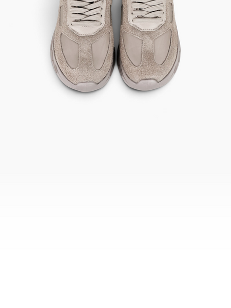 Beige Sneakers in shaggy split suede and nylon fabric