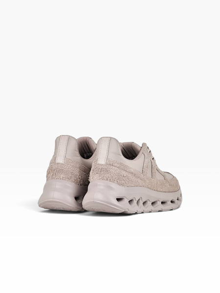 Beige Sneakers in shaggy split suede and nylon fabric
