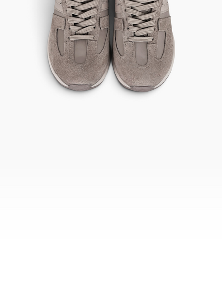 Beige Sneakers in shaggy split suede and nylon fabric